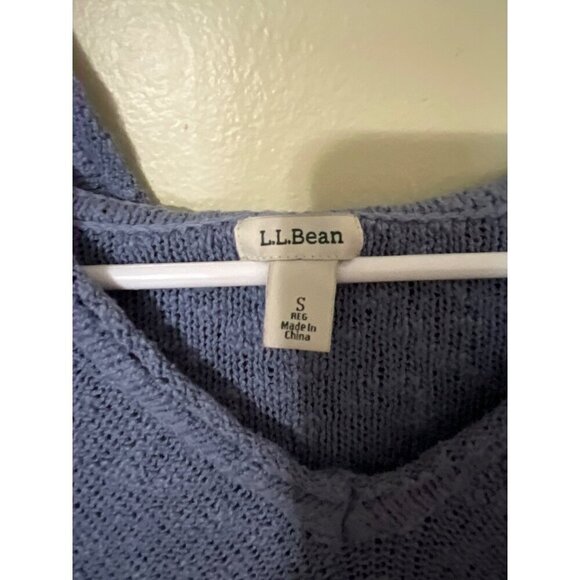 L.L.Bean Womens Hooded Knit Sweater Small S Cotton Lightweight Pullover With Fr - Picture 3 of 8